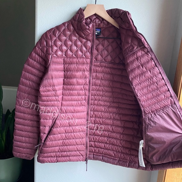 Patagonia AlpLight Down Jacket Dark Ruby Medium Windproof Packable Burgundy M - Picture 10 of 12